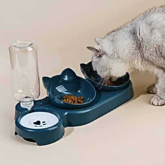 3-in-1 Cat Bowl and Gravity Water Set