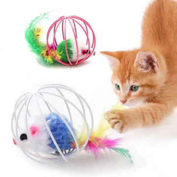 Mouse-in-Cage Cat Play Ball