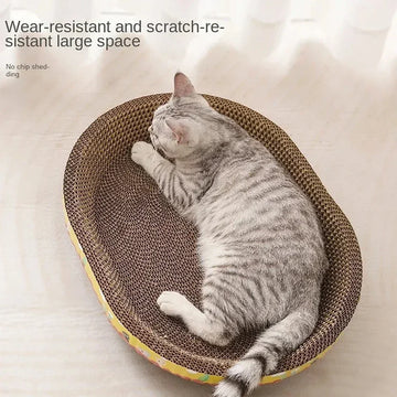 Rascador para gatos, protector de muebles, juguetes para garras, papel corrugado ovalado, resistente al desgaste, nido para gatos, accesorios para gatos